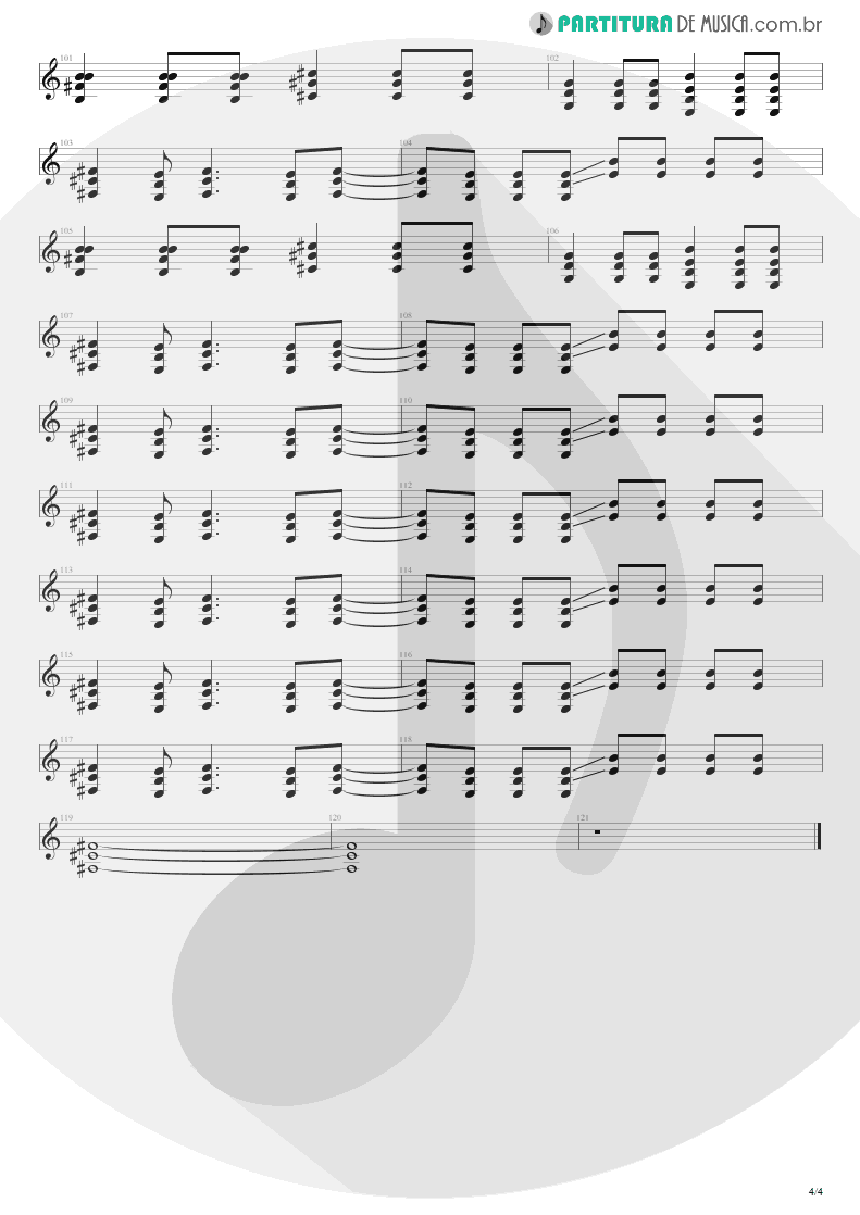 Partitura de musica de Guitarra Elétrica - Dive | Nirvana | Incesticide 1992 - pag 4