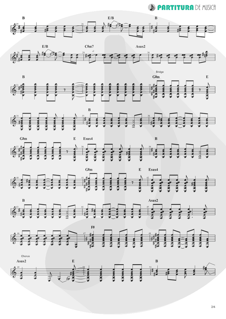 Partitura de musica de Guitarra Elétrica - Rock 'n' Roll Star | Oasis | Definitely Maybe 1994 - pag 2