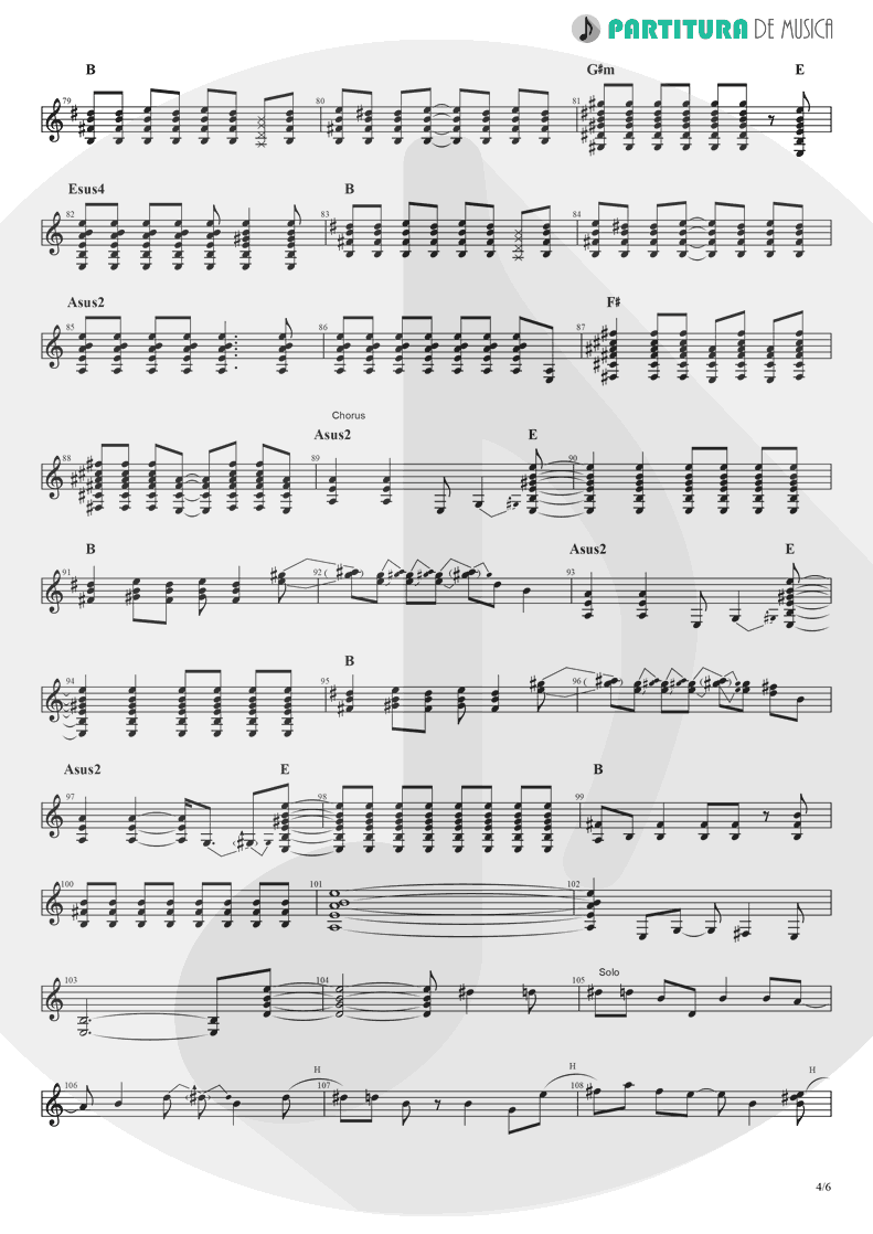 Partitura de musica de Guitarra Elétrica - Rock 'n' Roll Star | Oasis | Definitely Maybe 1994 - pag 4