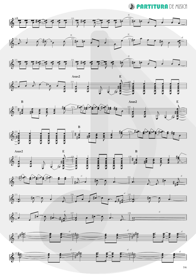 Partitura de musica de Guitarra Elétrica - Rock 'n' Roll Star | Oasis | Definitely Maybe 1994 - pag 5