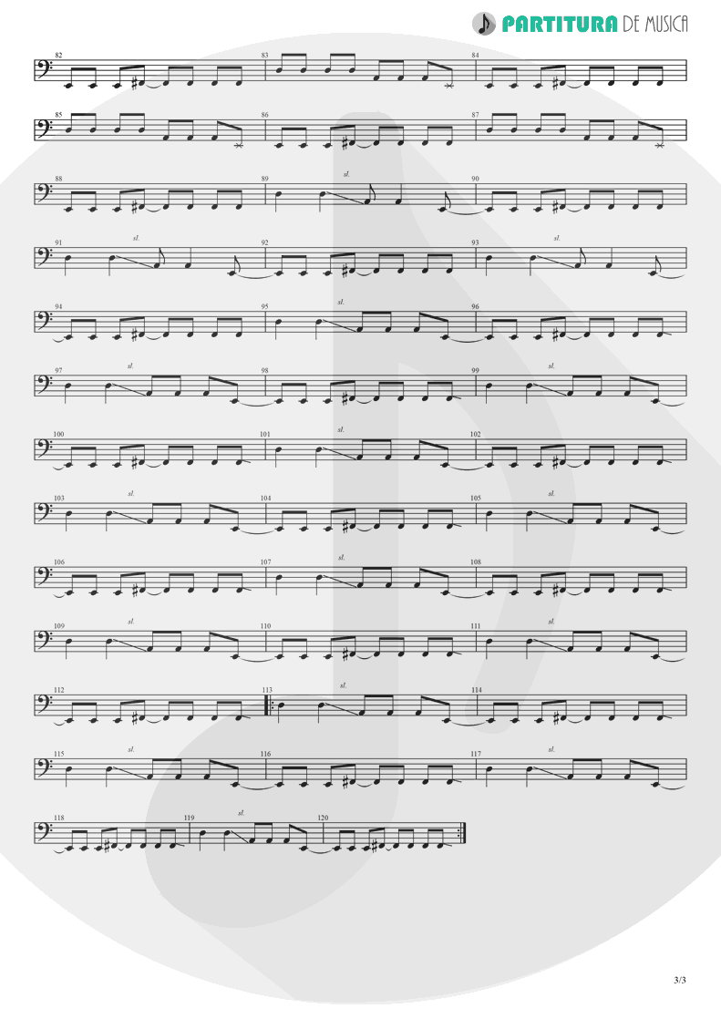 Partitura de musica de Baixo Elétrico - Supersonic | Oasis | Definitely Maybe 1994 - pag 3