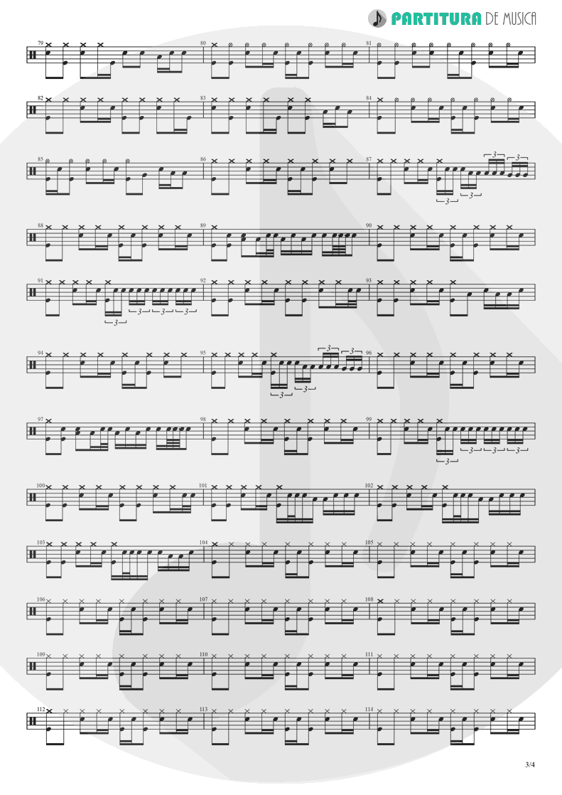 Partitura de musica de Bateria - Champagne Supernova | Oasis | (What's the Story) Morning Glory? 1995 - pag 3