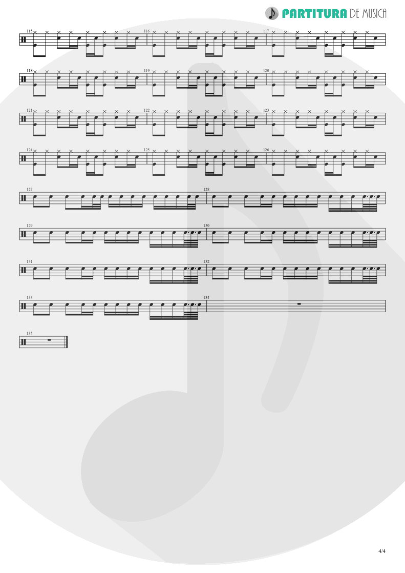 Partitura de musica de Bateria - Champagne Supernova | Oasis | (What's the Story) Morning Glory? 1995 - pag 4