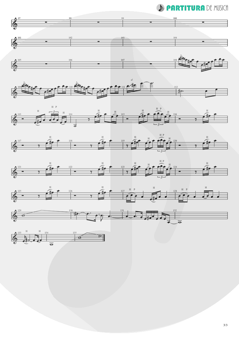 Partitura de musica de Guitarra Elétrica - Champagne Supernova | Oasis | (What's the Story) Morning Glory? 1995 - pag 3