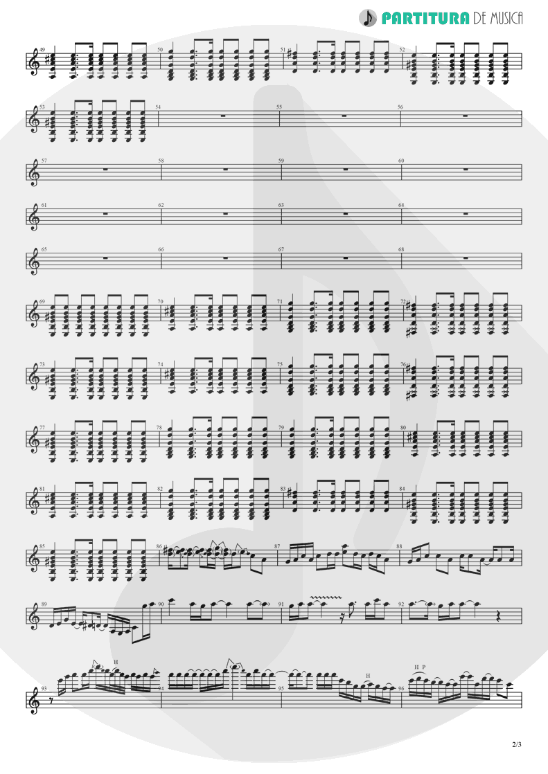 Partitura de musica de Guitarra Elétrica - Champagne Supernova | Oasis | (What's the Story) Morning Glory? 1995 - pag 2