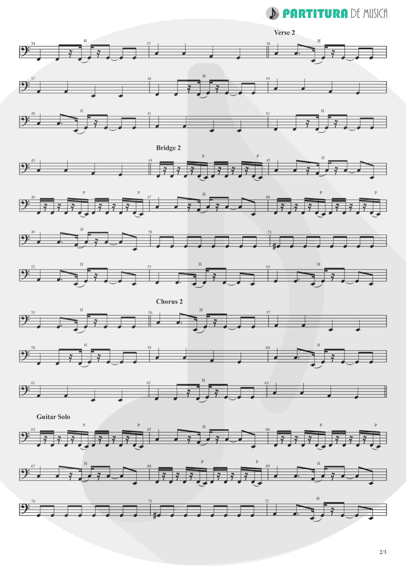 Partitura de musica de Baixo Elétrico - Don't Look Back In Anger | Oasis | (What's the Story) Morning Glory? 1995 - pag 2