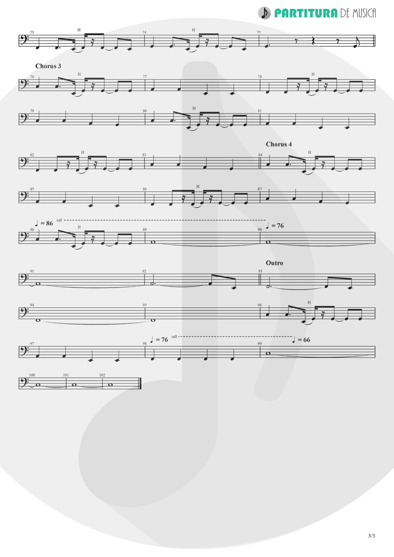 Partitura de musica de Baixo Elétrico - Don't Look Back In Anger | Oasis | (What's the Story) Morning Glory? 1995 - pag 3