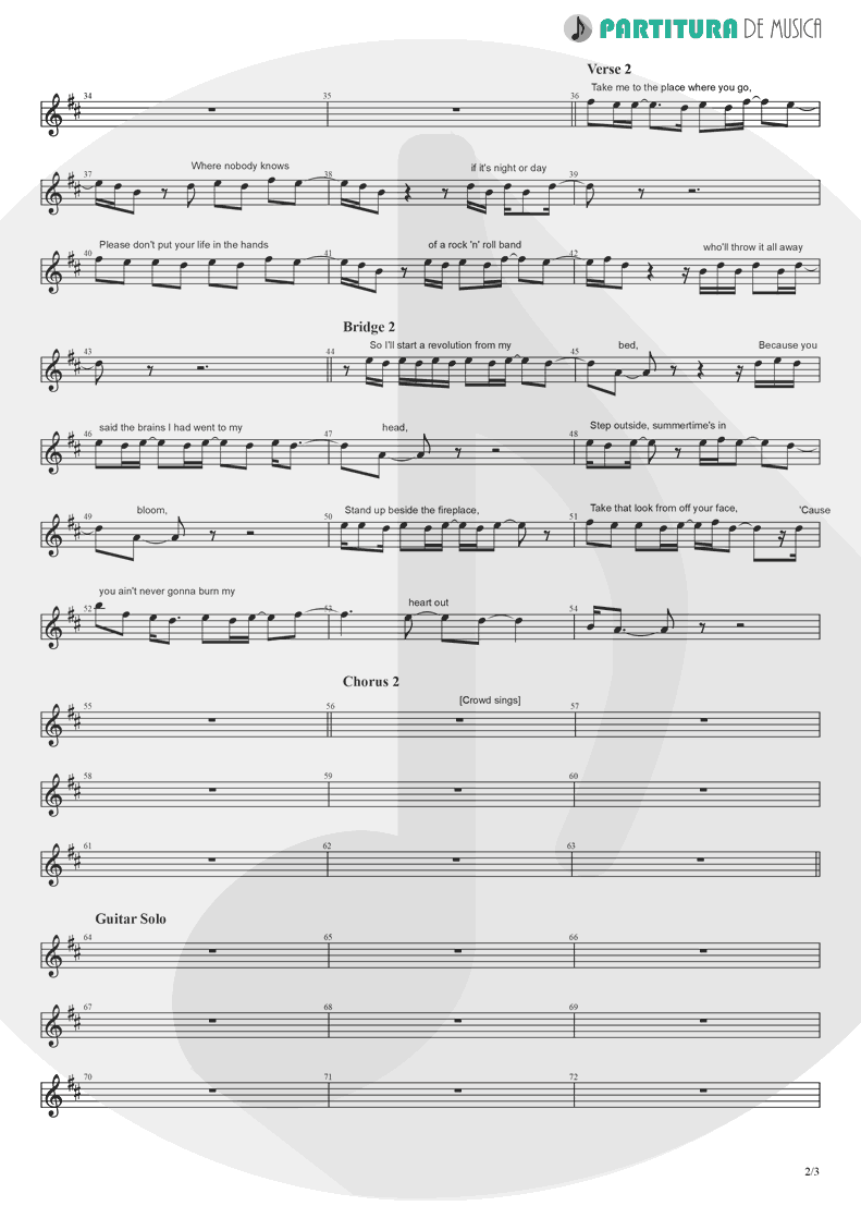 Partitura de musica de Canto - Don't Look Back In Anger | Oasis | (What's the Story) Morning Glory? 1995 - pag 2