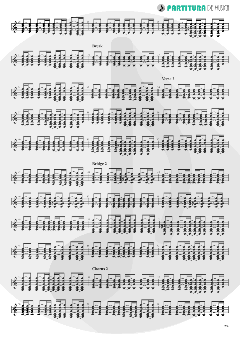 Partitura de musica de Guitarra Elétrica - Don't Look Back In Anger | Oasis | (What's the Story) Morning Glory? 1995 - pag 2