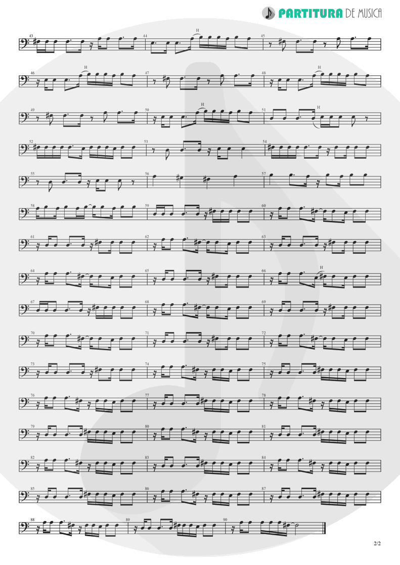 Partitura de musica de Baixo Elétrico - Wonderwall | Oasis | (What's the Story) Morning Glory? 1995 - pag 2