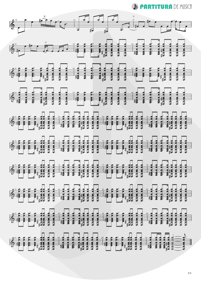 Partitura de musica de Guitarra Elétrica - Wonderwall | Oasis | (What's the Story) Morning Glory? 1995 - pag 3