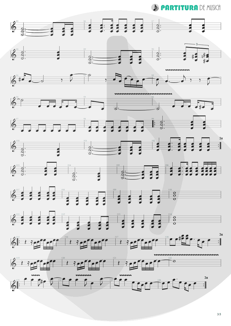 Partitura de musica de Guitarra Elétrica - All Around The World | Oasis | Be Here Now 1997 - pag 3