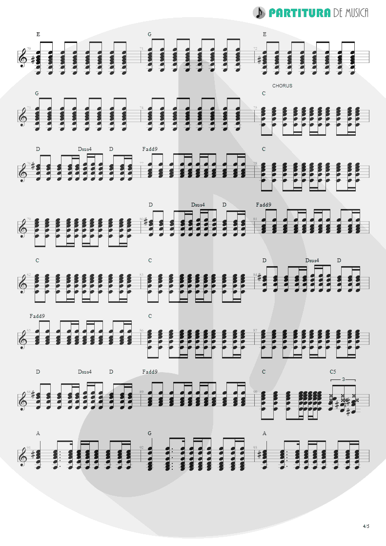 Partitura de musica de Violão - All Around The World | Oasis | Be Here Now 1997 - pag 4