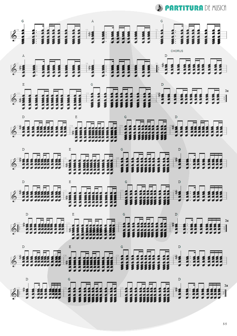 Partitura de musica de Violão - All Around The World | Oasis | Be Here Now 1997 - pag 5