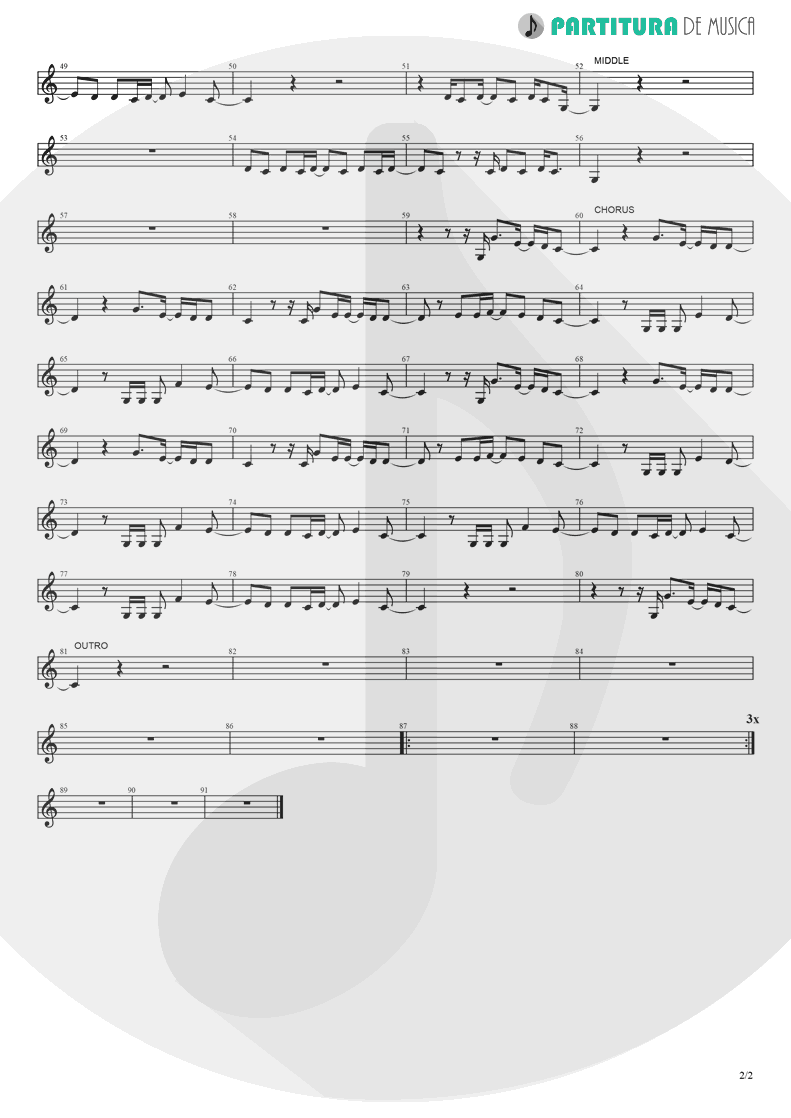 Partitura de musica de Canto - Don't Go Away | Oasis | Be Here Now 1997 - pag 2