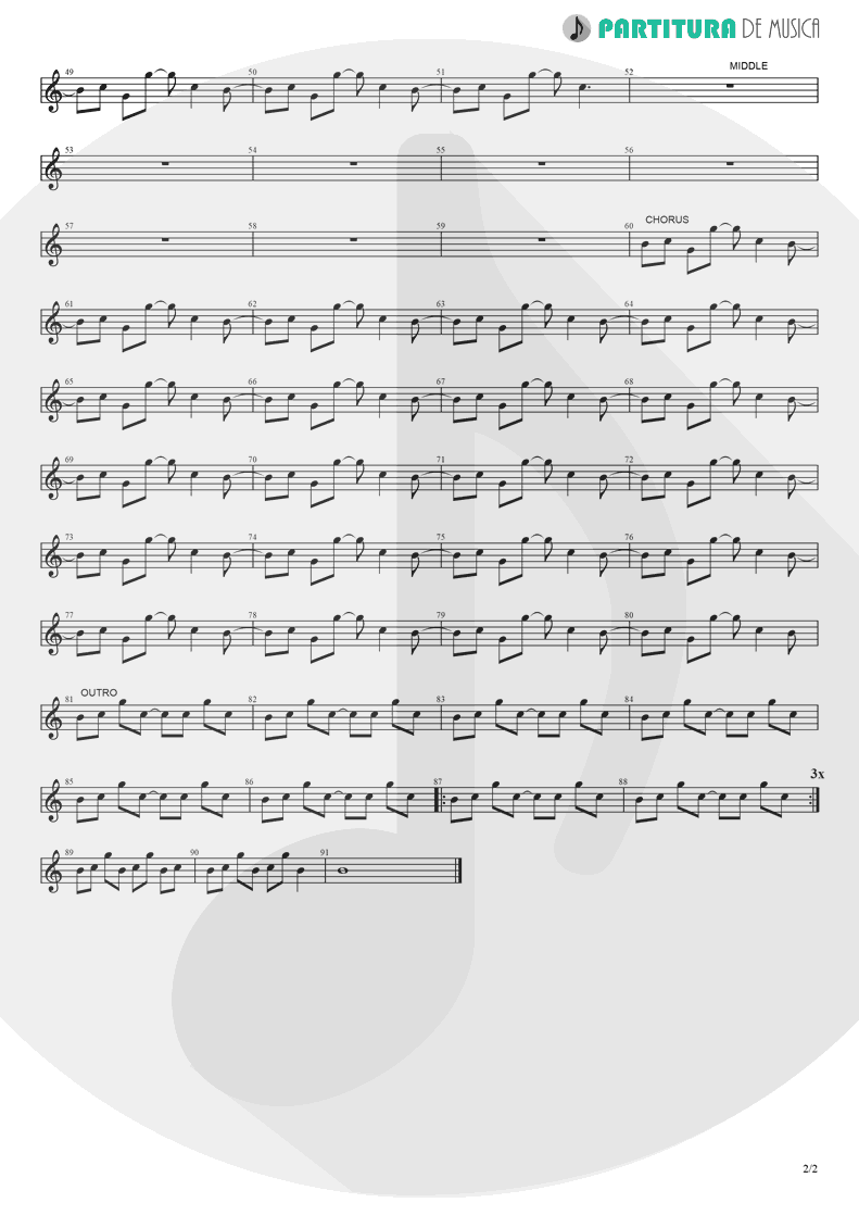 Partitura de musica de Guitarra Elétrica - Don't Go Away | Oasis | Be Here Now 1997 - pag 2