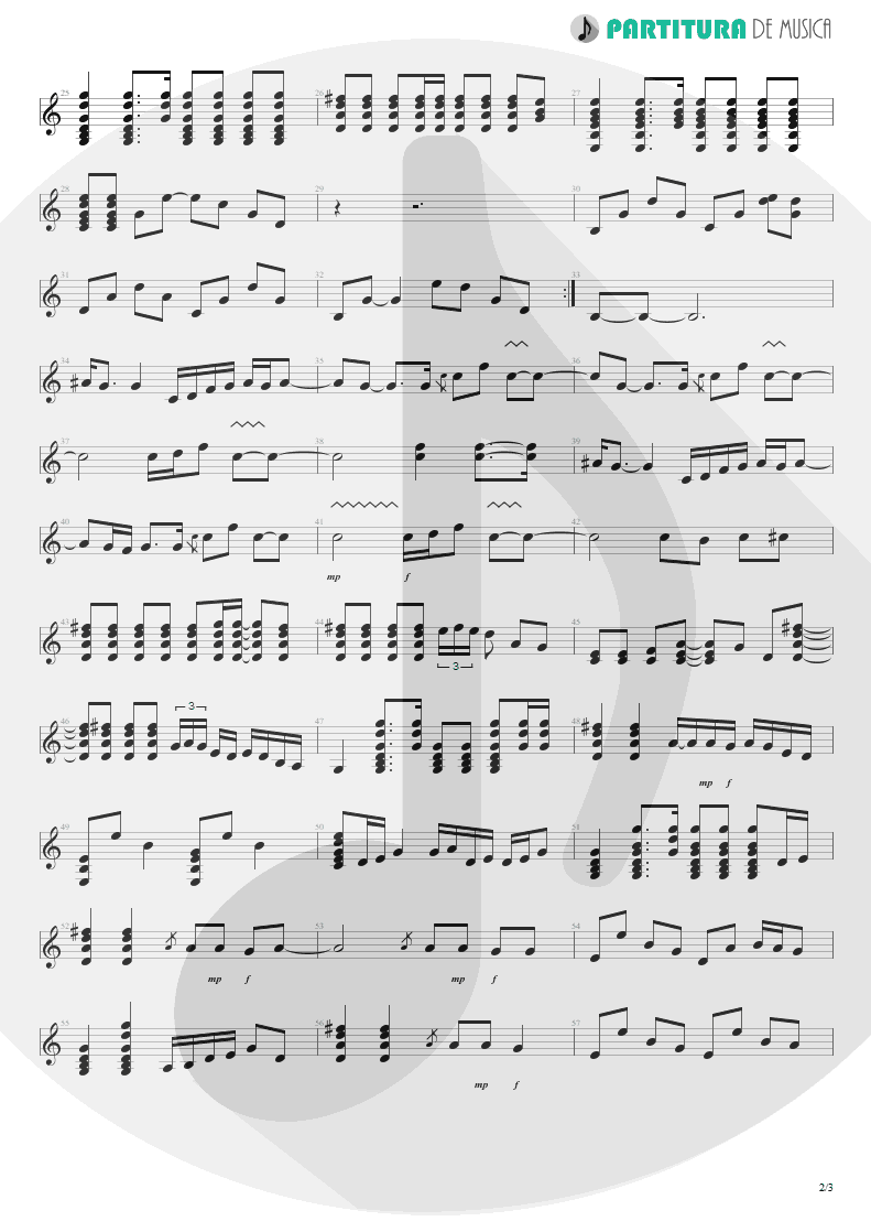 Partitura de musica de Guitarra Elétrica - Sunday Morning Call | Oasis | Standing on the Shoulder of Giants 2000 - pag 2