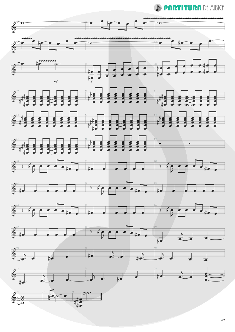 Partitura de musica de Guitarra Elétrica - Hung In A Bad Place | Oasis | Heathen Chemistry 2002 - pag 2