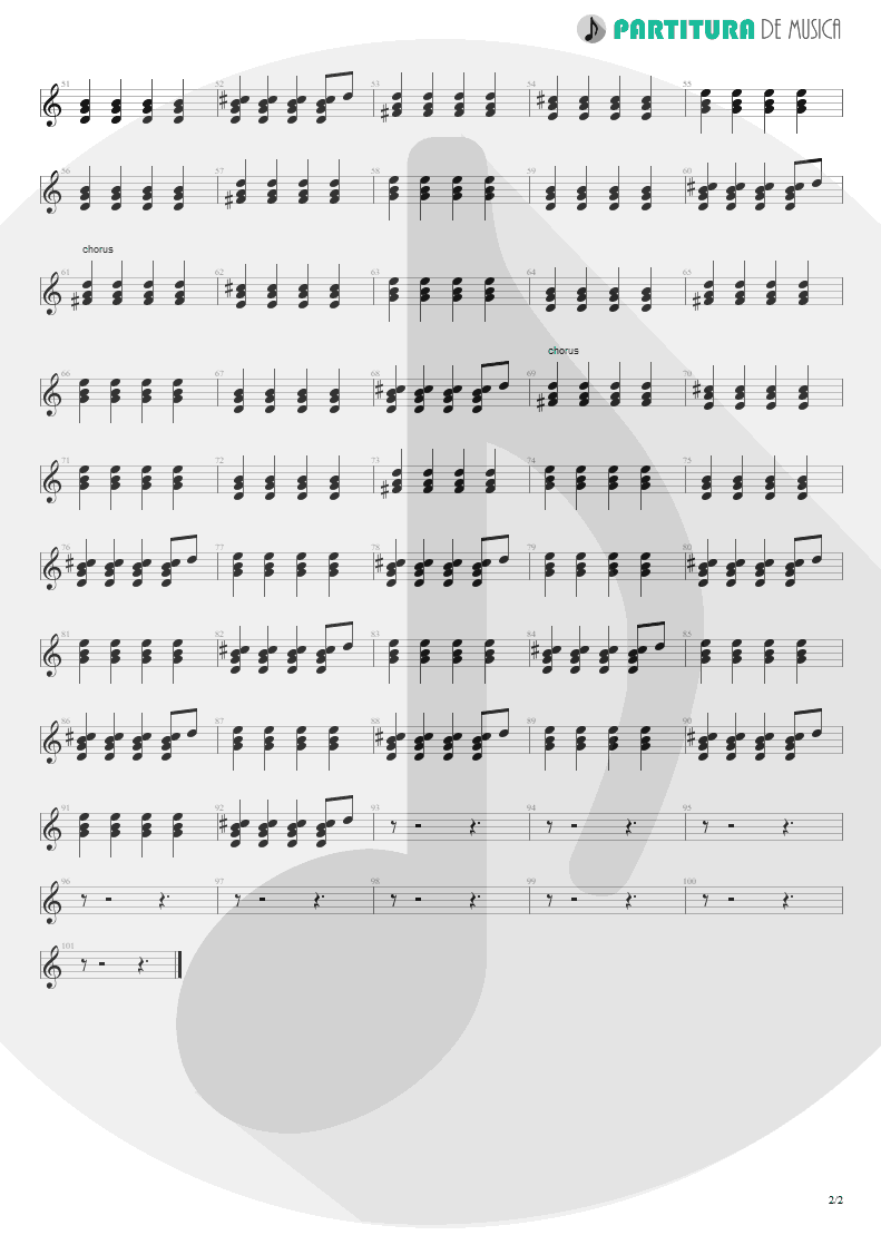 Partitura de musica de Piano - Stop Crying Your Heart Out | Oasis | Heathen Chemistry 2002 - pag 2