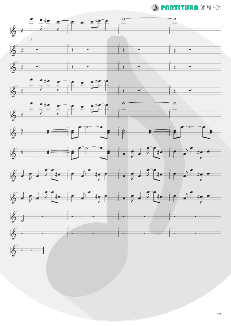 Partitura de musica de Teclado - Stop Crying Your Heart Out | Oasis | Heathen Chemistry 2002 - pag 2