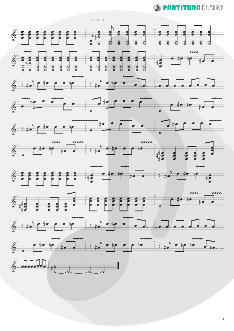 Partitura de musica de Guitarra Elétrica - The Hindu Times | Oasis | Heathen Chemistry 2002 - pag 3