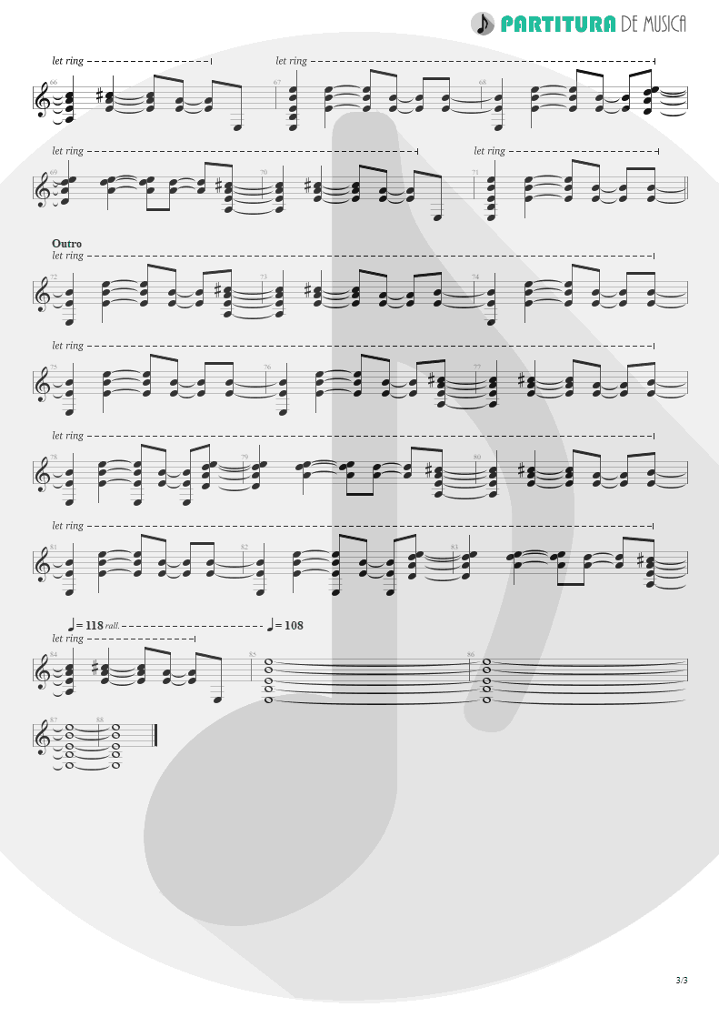 Partitura de musica de Guitarra Elétrica - A Bell Will Ring | Oasis | Don't Believe the Truth 2005 - pag 3