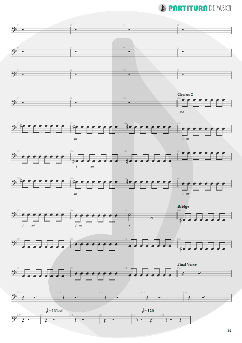 Partitura de musica de Baixo Elétrico - Falling Down | Oasis | Dig Out Your Soul 2008 - pag 3