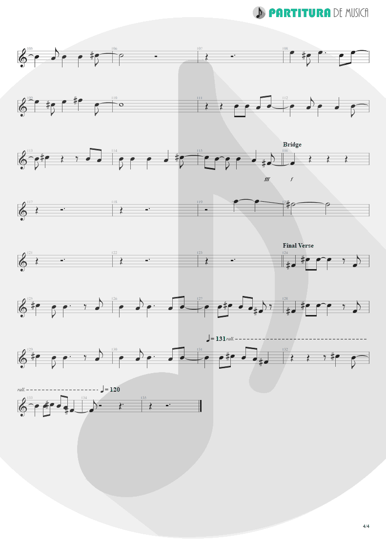 Partitura de musica de Canto - Falling Down | Oasis | Dig Out Your Soul 2008 - pag 4