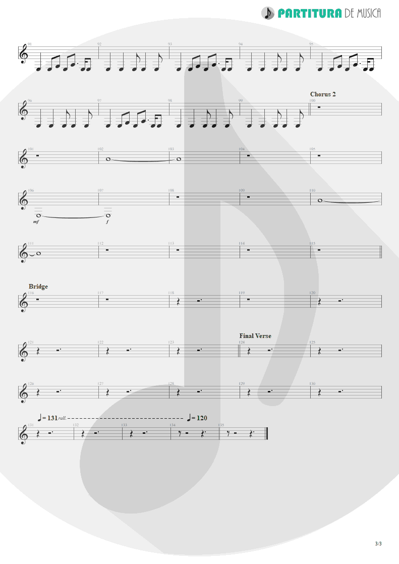 Partitura de musica de Guitarra Elétrica - Falling Down | Oasis | Dig Out Your Soul 2008 - pag 3