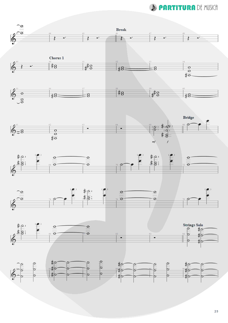 Partitura de musica de Teclado - Falling Down | Oasis | Dig Out Your Soul 2008 - pag 2