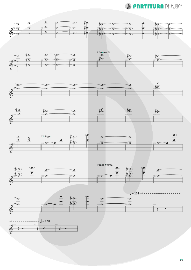 Partitura de musica de Teclado - Falling Down | Oasis | Dig Out Your Soul 2008 - pag 3