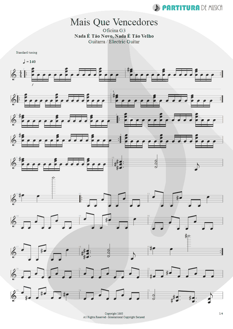 Partitura de musica de Guitarra Elétrica - Mais Que Vencedores | Oficina G3 | Nada é Tão Novo, Nada é Tão Velho 1993 - pag 1