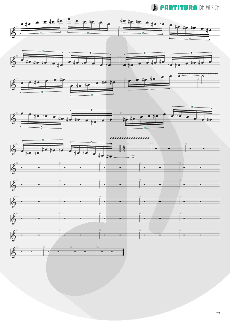 Partitura de musica de Guitarra Elétrica - Não Temas | Oficina G3 | Indiferença 1996 - pag 2