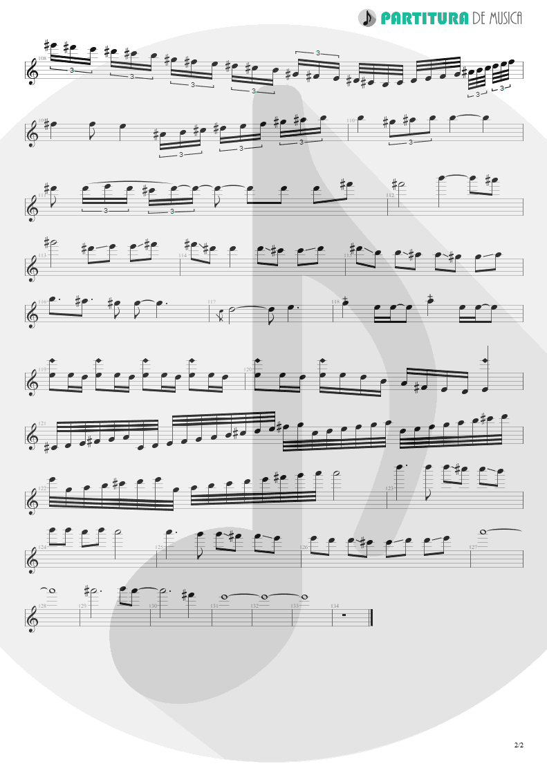 Partitura de musica de Guitarra Elétrica - Your Eyes | Oficina G3 | Indiferença 1996 - pag 2