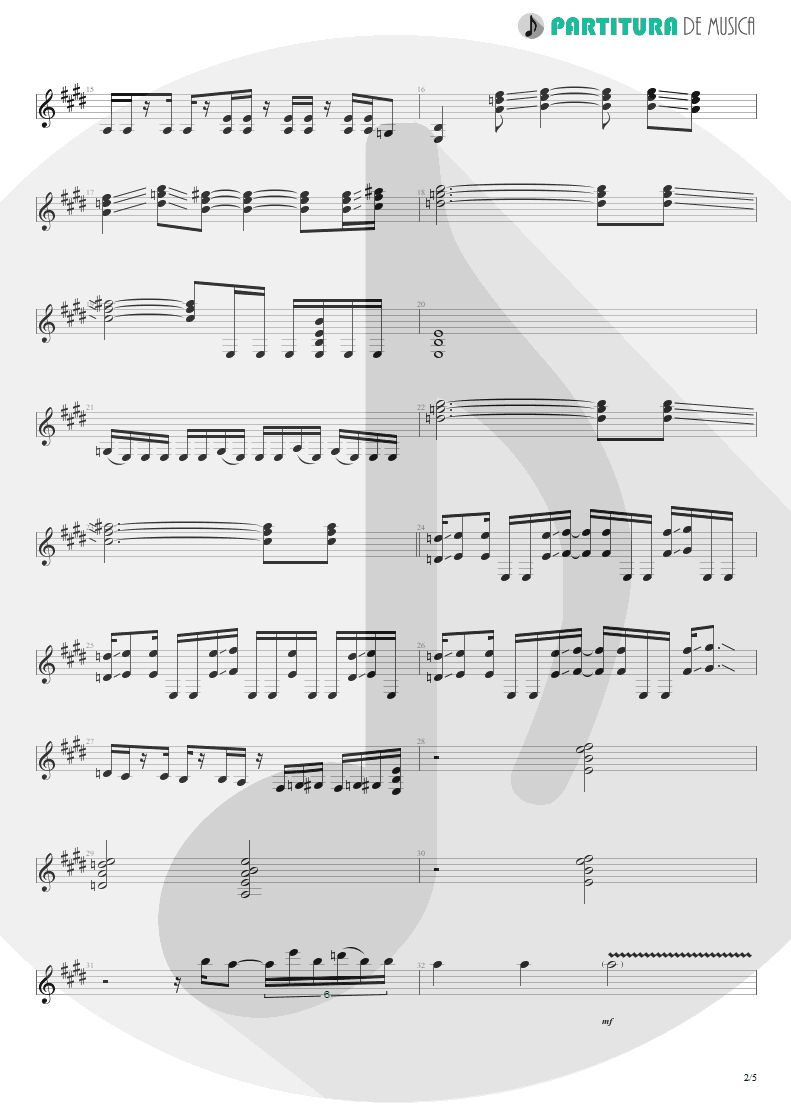 Partitura de musica de Guitarra Elétrica - Ele Vive | Oficina G3 | O Tempo 2000 - pag 2