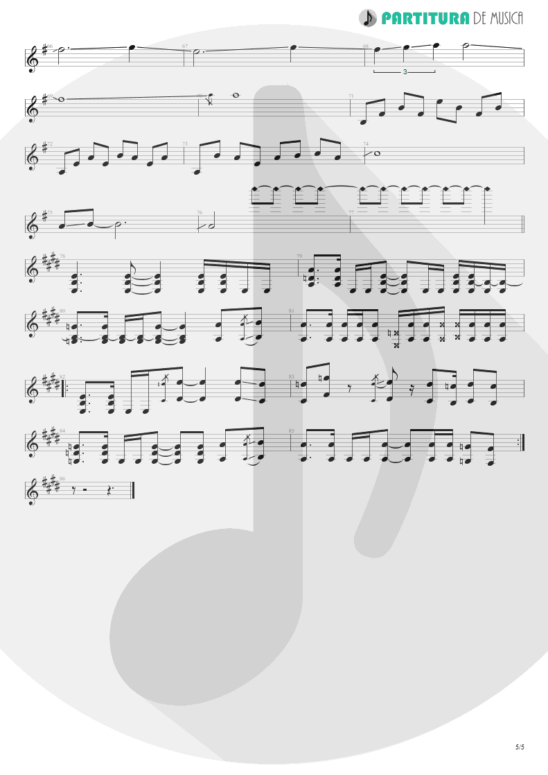 Partitura de musica de Guitarra Elétrica - Ele Vive | Oficina G3 | O Tempo 2000 - pag 5