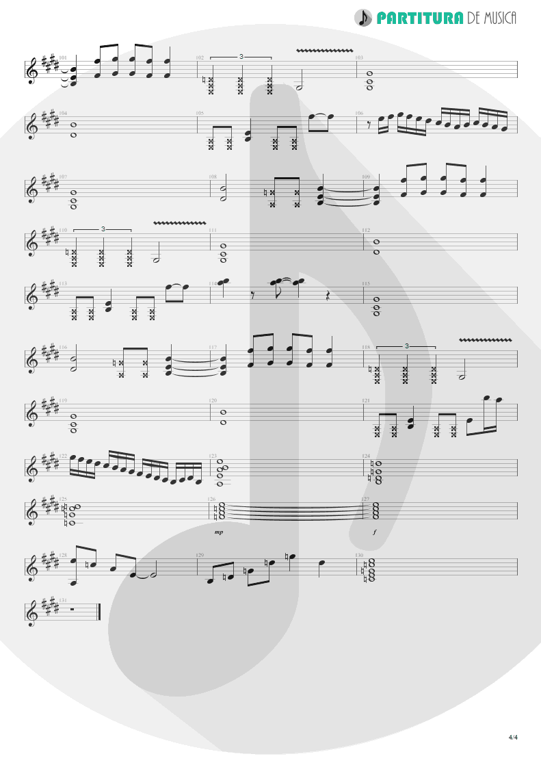 Partitura de musica de Guitarra Elétrica - Minha Luta | Oficina G3 | Humanos 2002 - pag 4