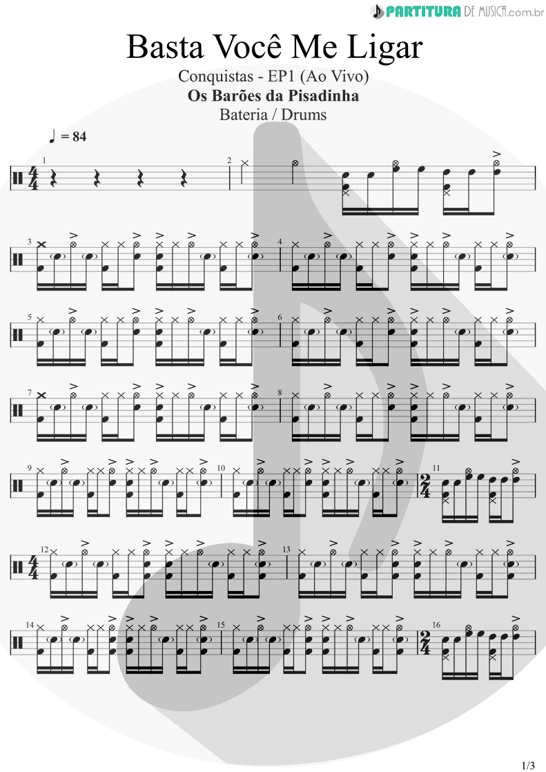 Partitura De Musica Bateria Basta Voce Me Ligar Os Baroes Da Pisadinha Conquistas Ep1 Ao Vivo 2020 Xand avião), recairei, esquema preferido, tá rocheda e muito mais músicas! partitura de musica bateria basta