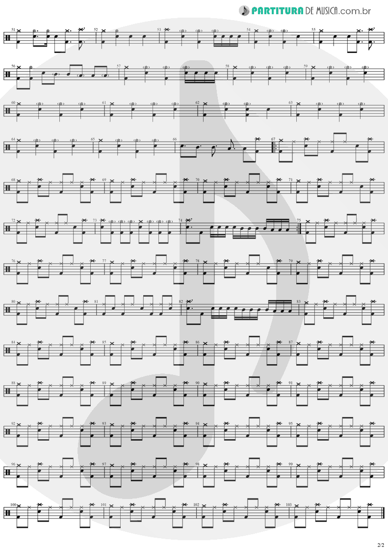 Partitura de musica de Bateria - Mr. Crowley | Ozzy Osbourne | Blizzard Of Ozz 1980 - pag 2