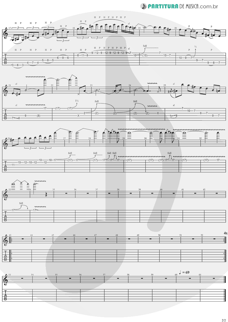 Tablatura + Partitura de musica de Guitarra Elétrica - Steal Away | Ozzy Osbourne | Blizzard Of Ozz 1980 - pag 2