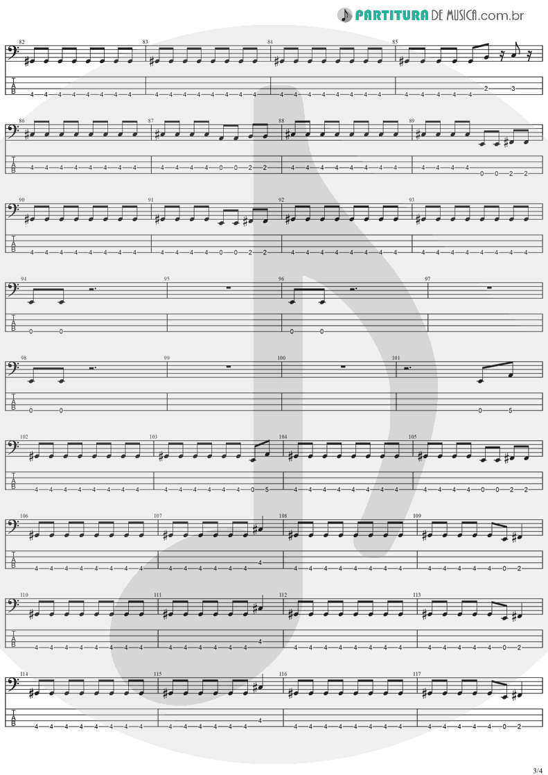 Tablatura + Partitura de musica de Baixo Elétrico - Over The Mountain | Ozzy Osbourne | Diary Of A Madman 1981 - pag 3