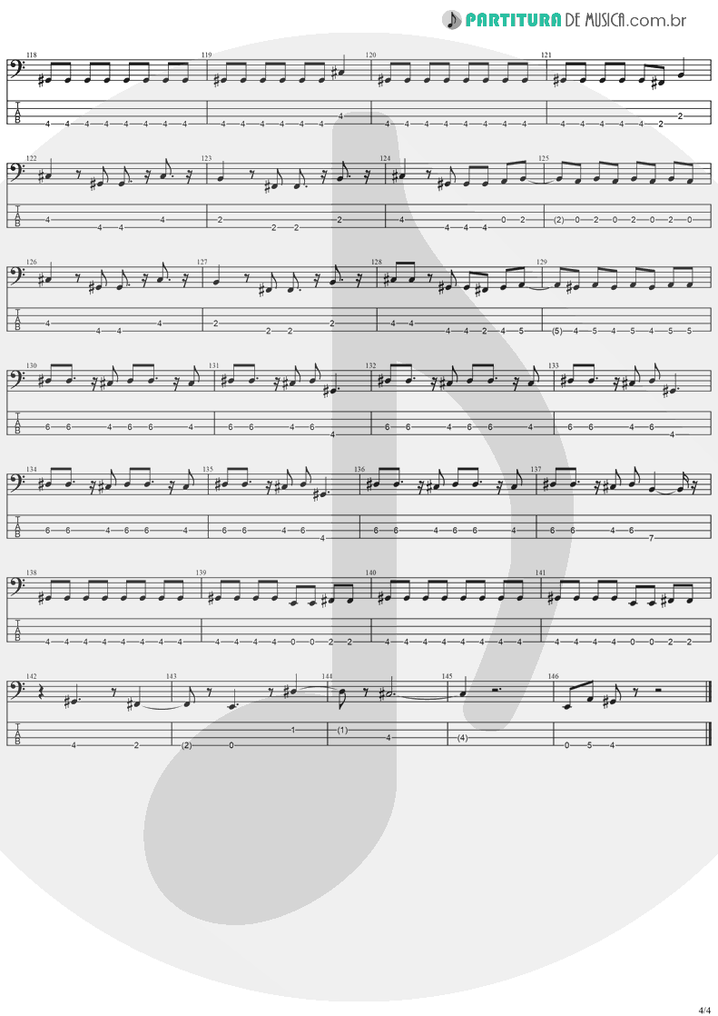 Tablatura + Partitura de musica de Baixo Elétrico - Over The Mountain | Ozzy Osbourne | Diary Of A Madman 1981 - pag 4