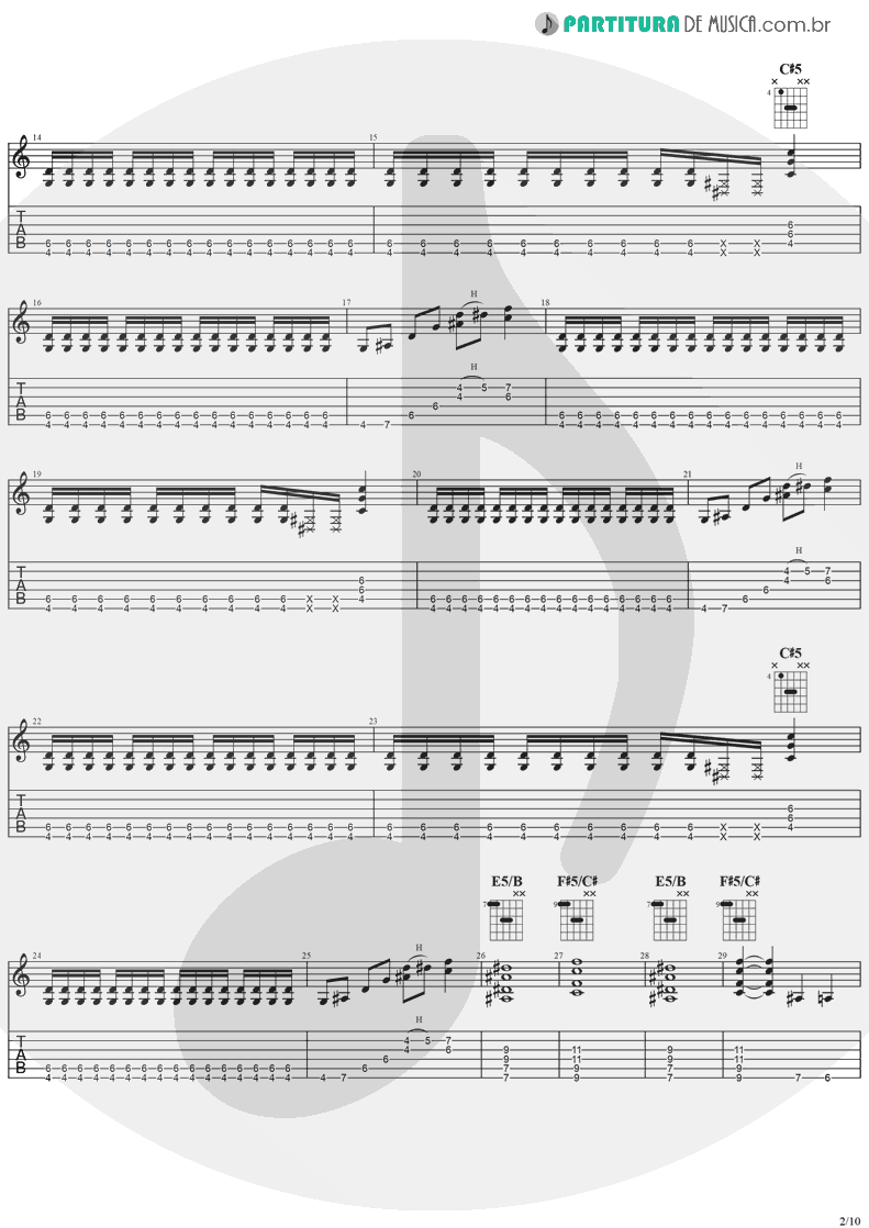 Tablatura + Partitura de musica de Guitarra Elétrica - Over The Mountain | Ozzy Osbourne | Diary Of A Madman 1981 - pag 2