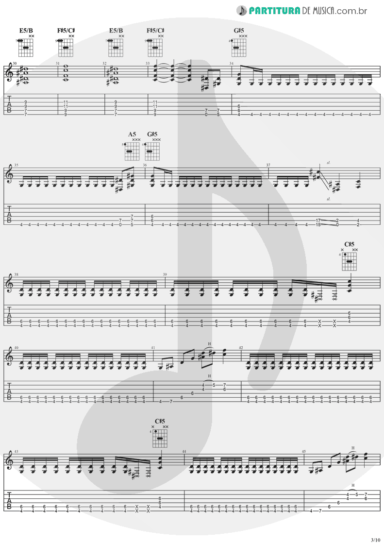 Tablatura + Partitura de musica de Guitarra Elétrica - Over The Mountain | Ozzy Osbourne | Diary Of A Madman 1981 - pag 3