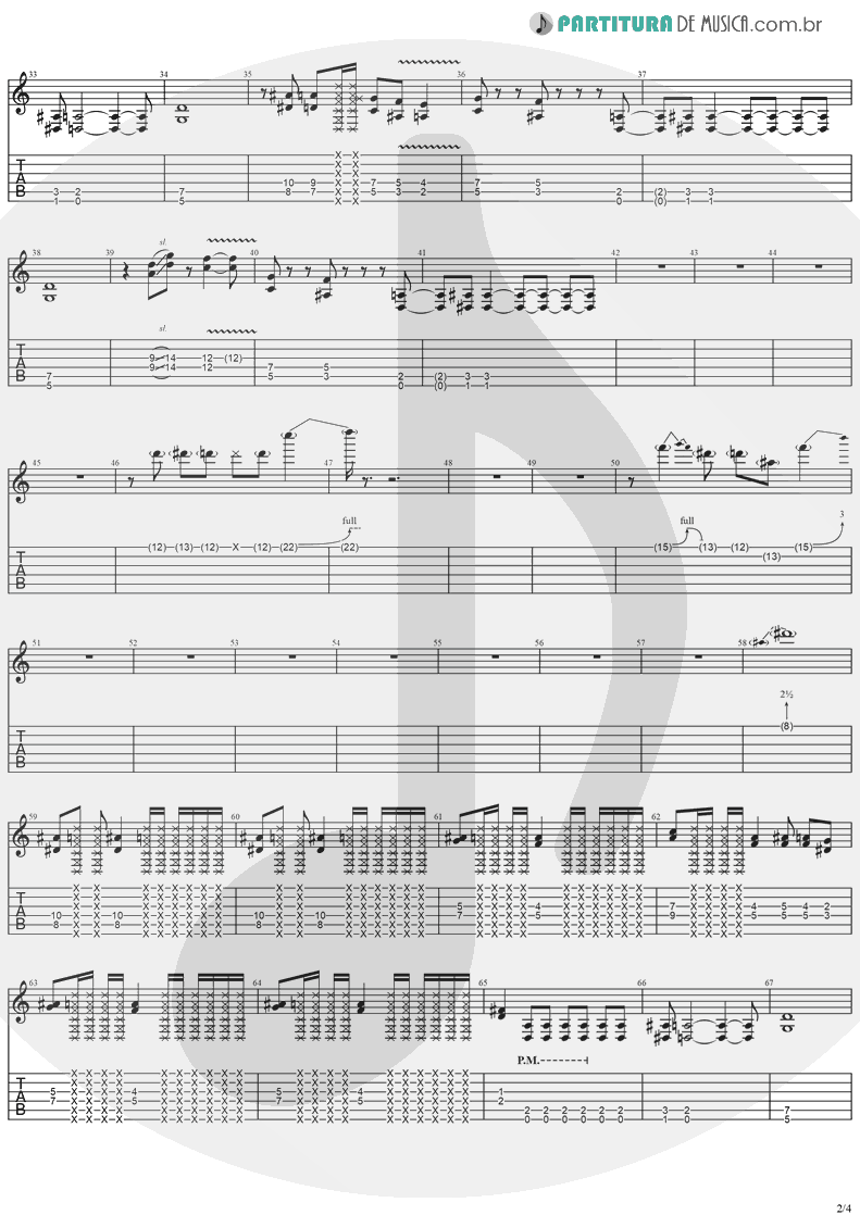 Tablatura + Partitura de musica de Guitarra Elétrica - Shot In The Dark | Ozzy Osbourne | The Ultimate Sin 1986 - pag 2