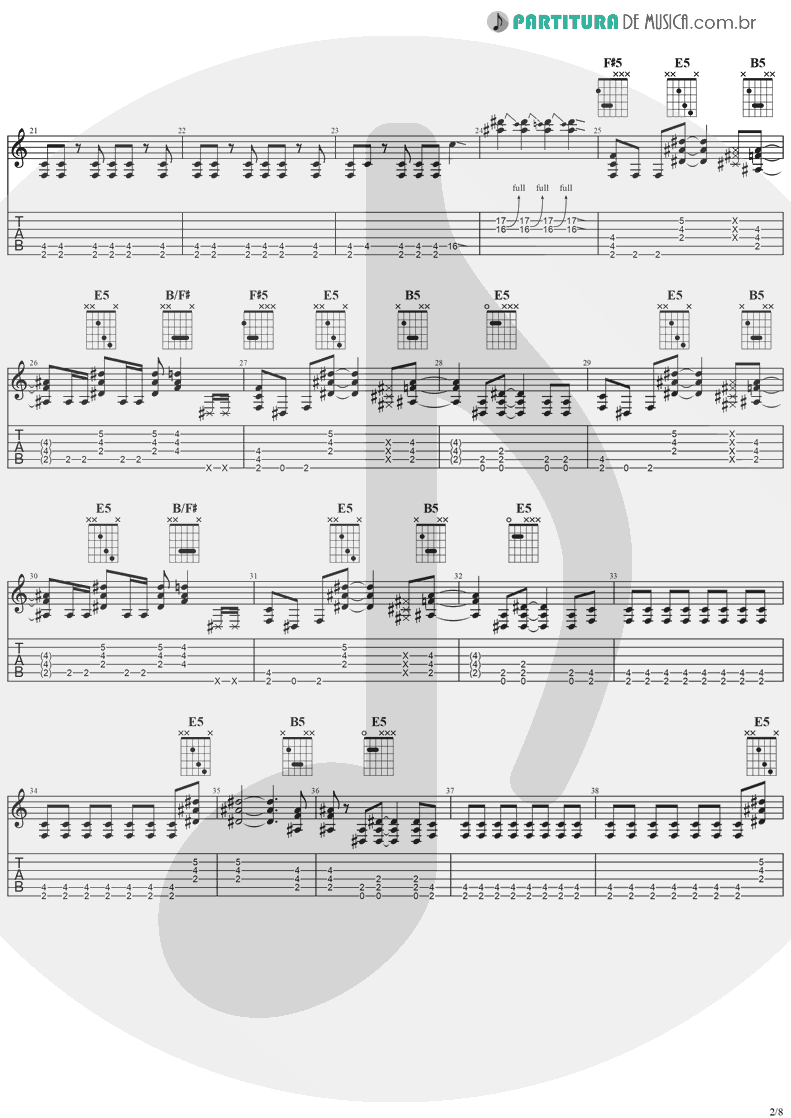 Tablatura + Partitura de musica de Guitarra Elétrica - Desire | Ozzy Osbourne | No More Tears 1991 - pag 2