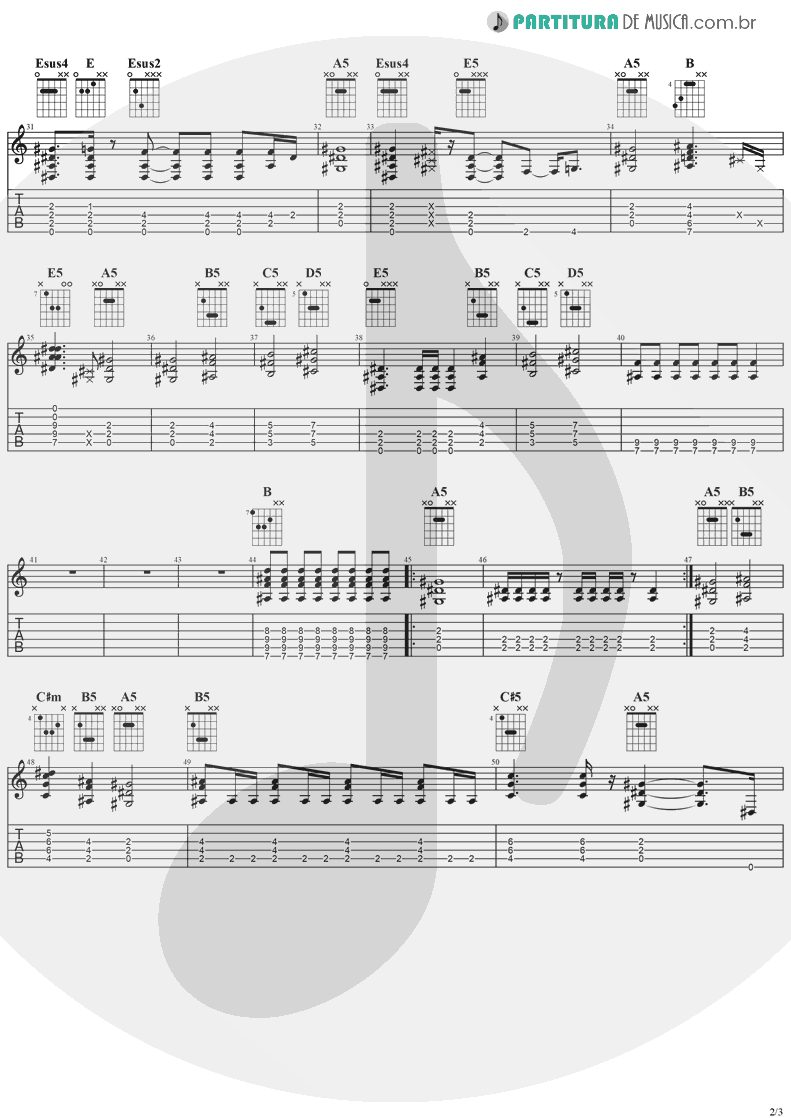 Tablatura + Partitura de musica de Guitarra Elétrica - Mama I'm Coming Home | Ozzy Osbourne | No More Tears 1991 - pag 2