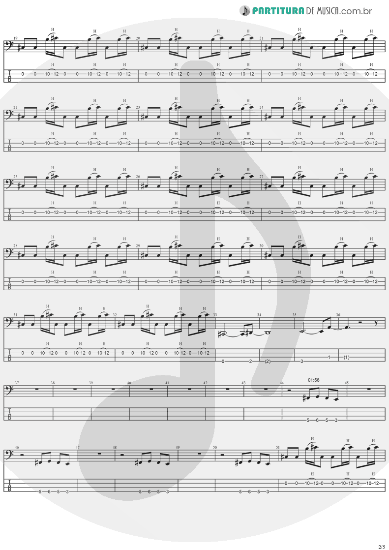Tablatura + Partitura de musica de Baixo Elétrico - No More Tears | Ozzy Osbourne | No More Tears 1991 - pag 2