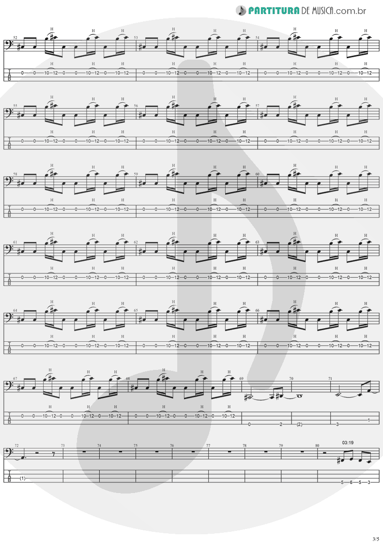 Tablatura + Partitura de musica de Baixo Elétrico - No More Tears | Ozzy Osbourne | No More Tears 1991 - pag 3
