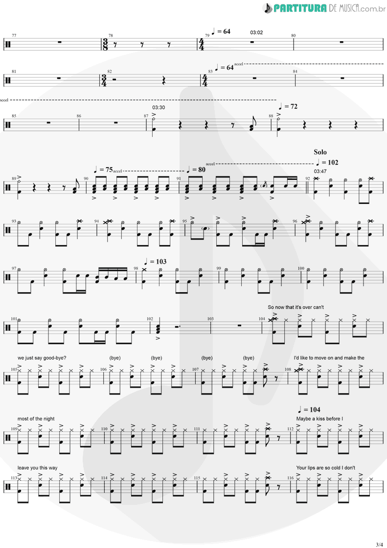 Partitura de musica de Bateria - No More Tears | Ozzy Osbourne | No More Tears 1991 - pag 3